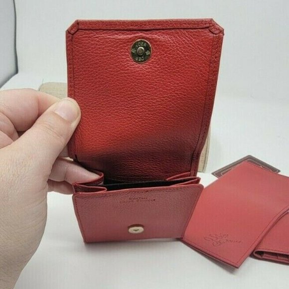 Buxton Bi Fold Wallet Key Wallet and Check Book Cover Cowhide Leather NOS Red - Picture 7 of 8